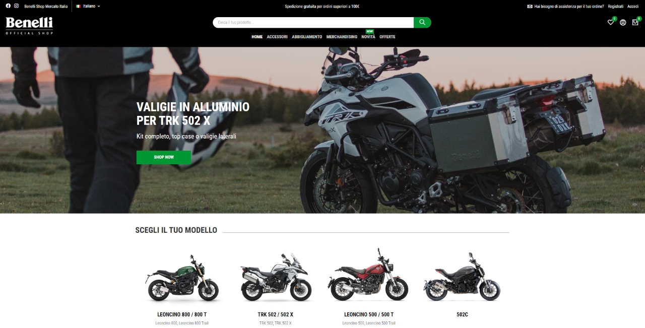Benelli: un nuovo sito e-commerce